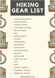 Hiking Gear List - Hiking Essentials Checklist - Jordo's World