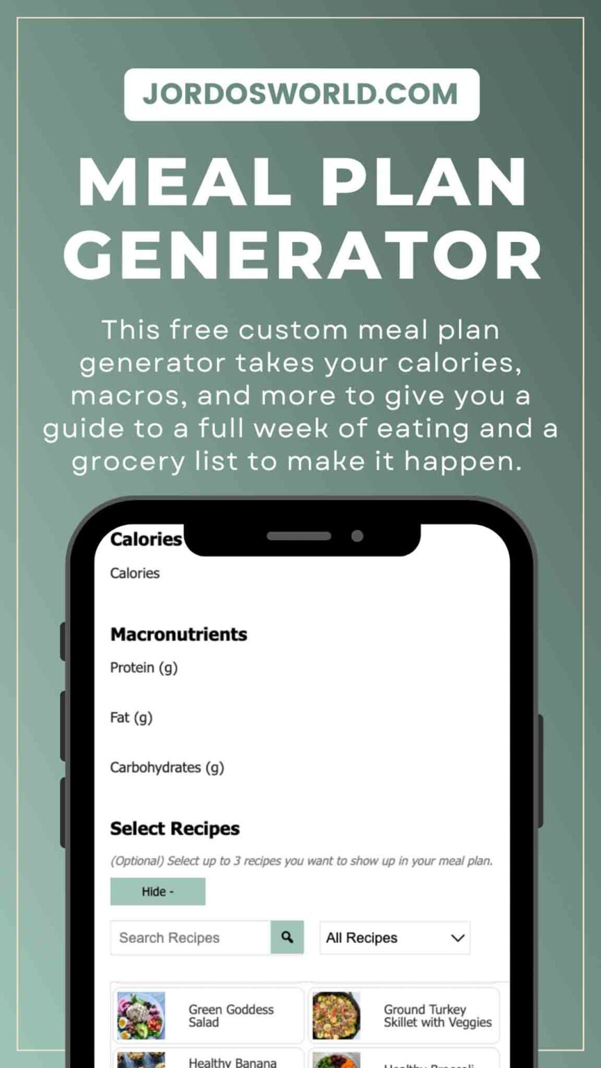 Free Meal Plan Generator - Jordo's World