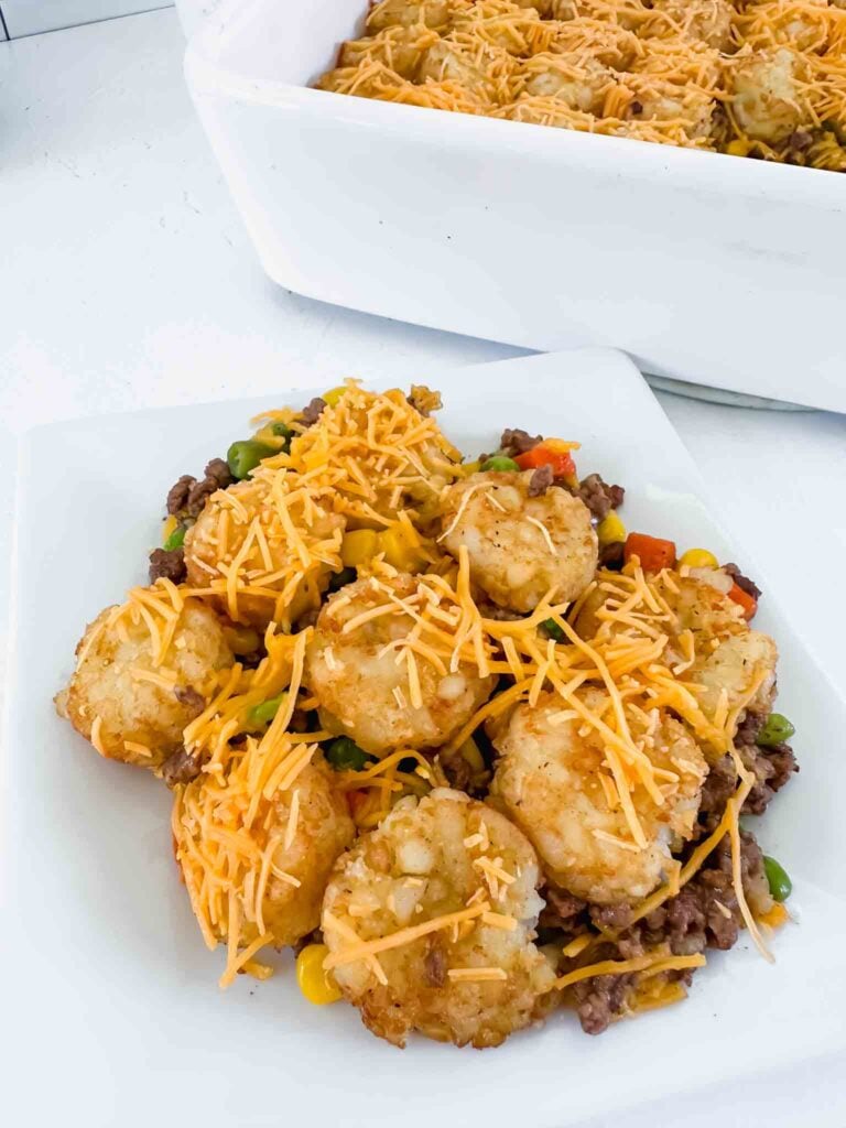 plate of tater tot shepherd's pie