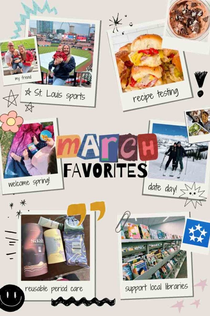 This is a collage of march 24 favorites. The collage is scraobook style and has pictures of things i loved this month, like sporting events, foods, and products.