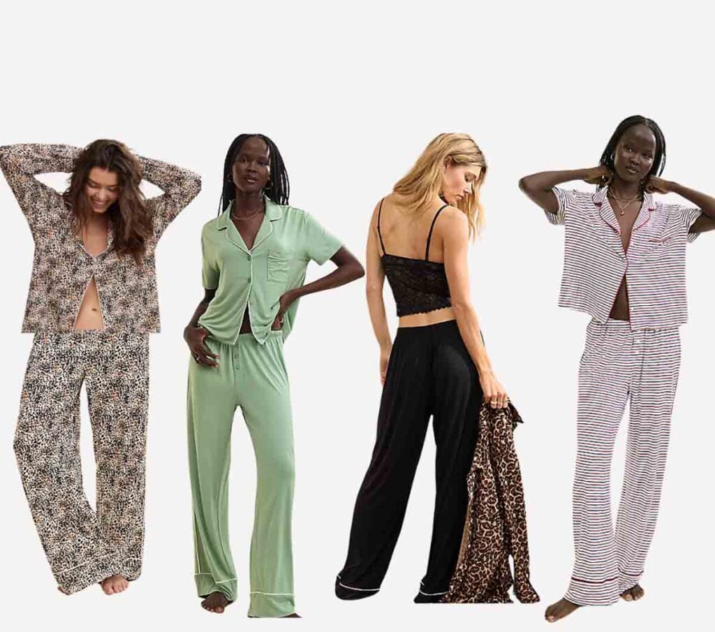 This is a picture of aerie pajama sets. There are matching sets of short and long sleeve that so comfortable.